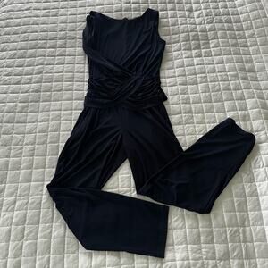 SOPHIA CHRISTINA Womens Jumpsuit Navy Blue Slinky Tapered Leg Cocktails Party 6